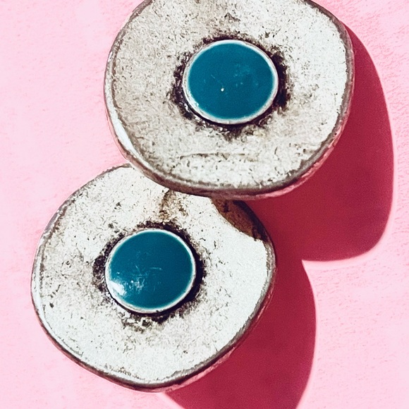earrings marked pierced silver Green turquoise Native American? Vtg - Picture 1 of 10